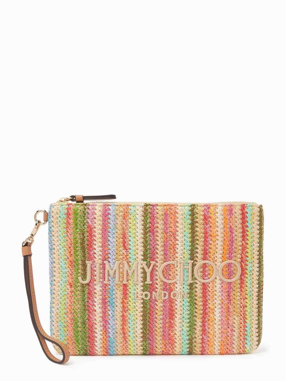 JIMMY CHOO Multicolor Woven Wristlet Clutch